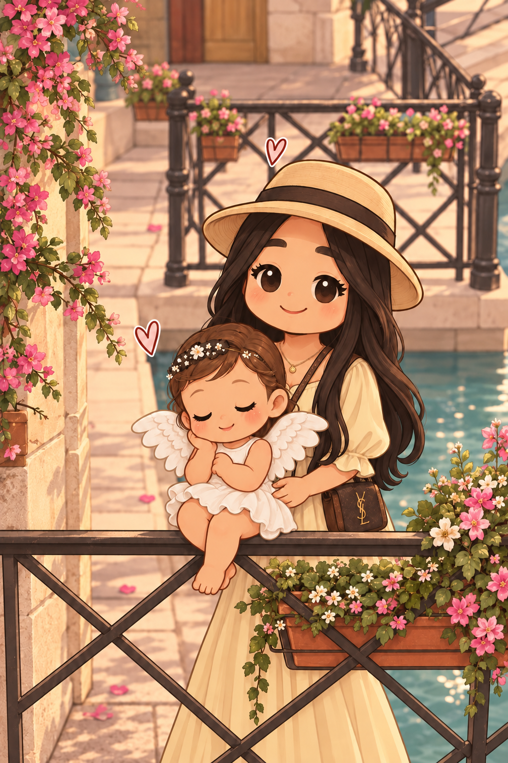 Ilustración de Lu con Zoé representada como un ángel